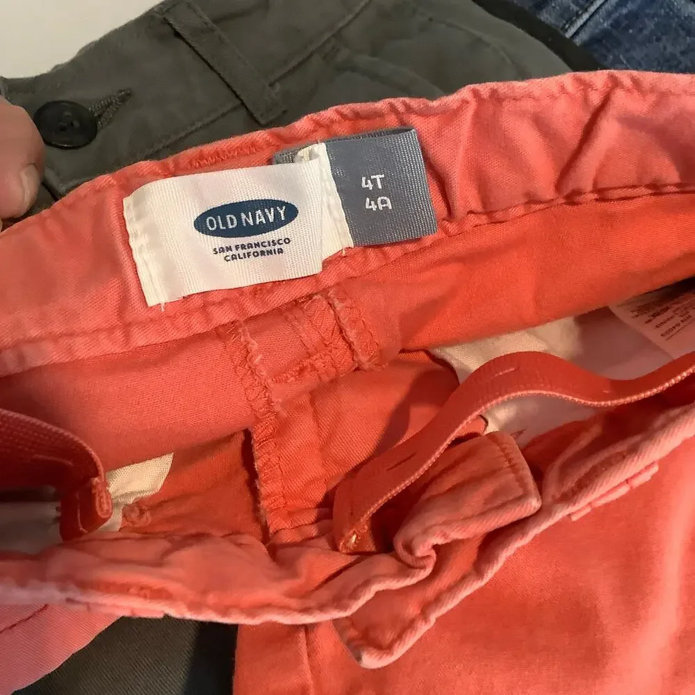 Old Navy Two Chino Shorts Bundle Salmon Chambray Blue Boys 4T